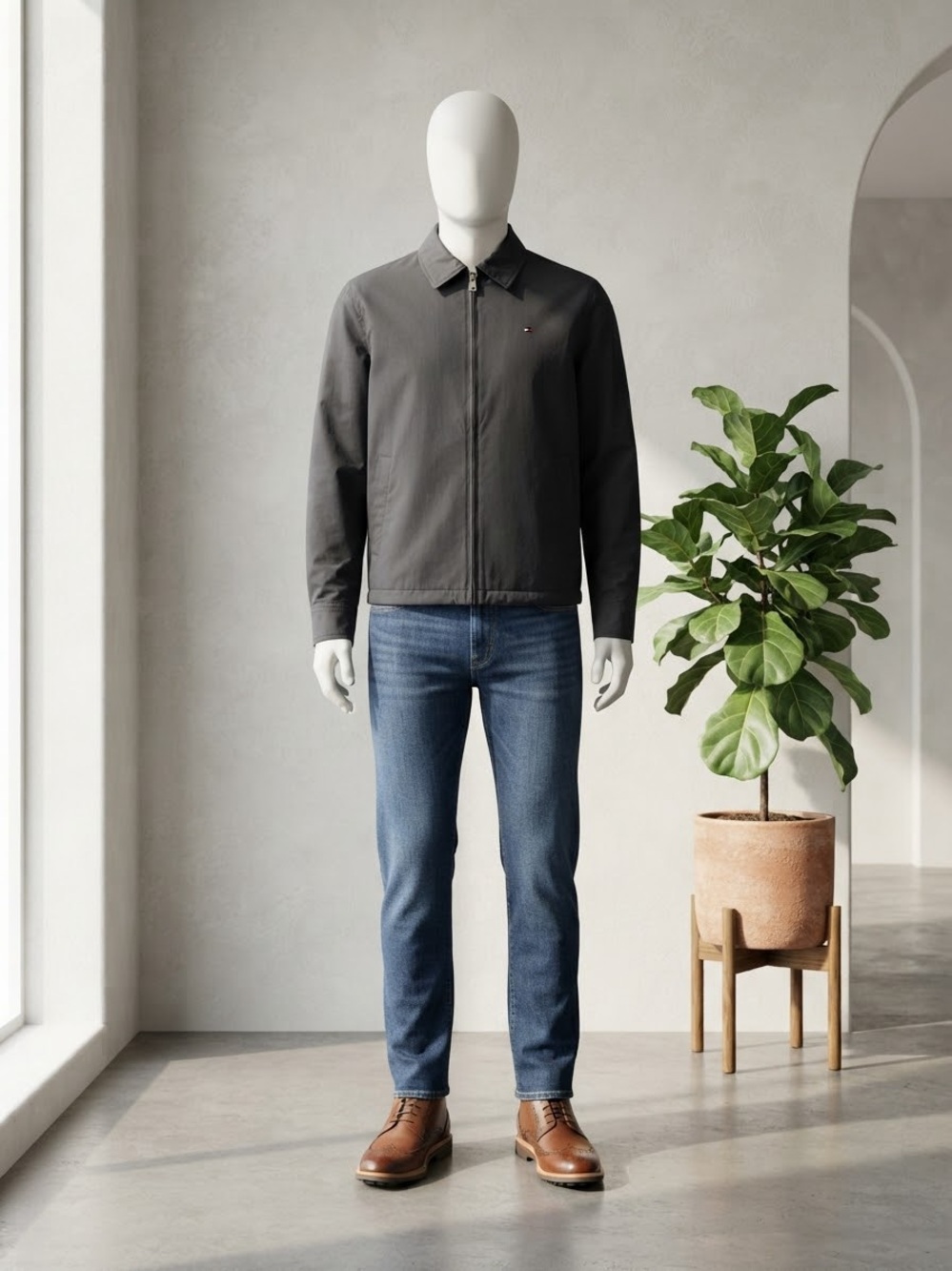 Tommy Hilfiger Men's Dark Gray Zip-Front Shirt Jacket